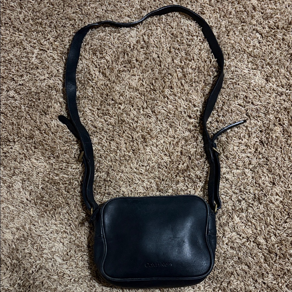 Calvin Klein Black Leather Vintage Crossbody Bag